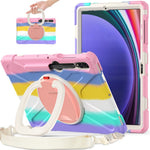 For Samsung Samsung Galaxy Tab S10+ X826 / S9 FE+ / S9+ / S8+ / S7+ Kickstand Tablet Case Shockproof PC+Silicone Cover, Shoulder Strap
