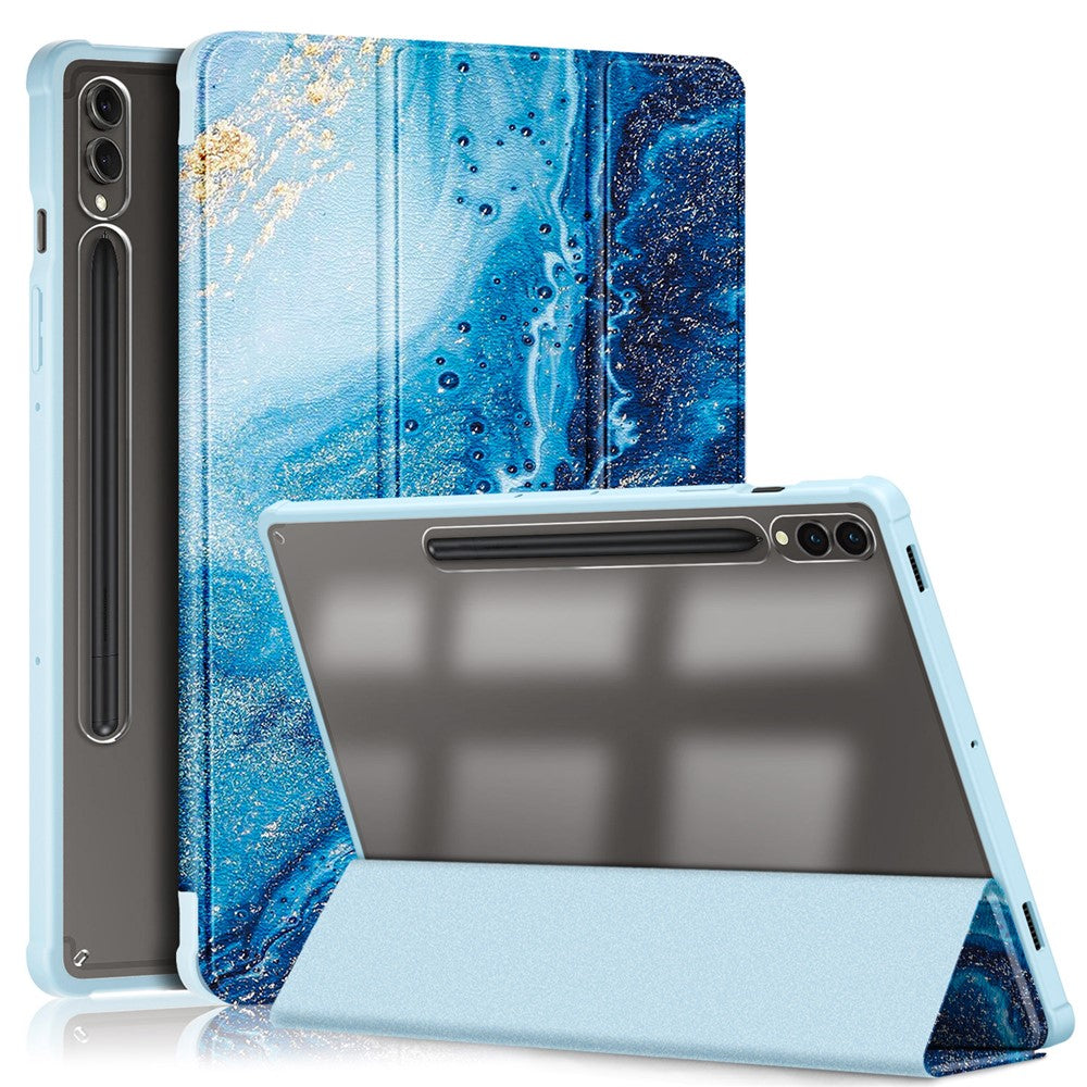 Samsung Galaxy Tab S10+ Wi-Fi SM-X820 SM-X826B / Tab S9+ (SM-X810 / SM-X816B / SM-X818U) tabletcover i TPU + akryl + PU-læder med tredobbelt foldbart stativ