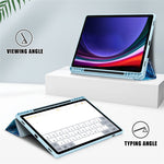 Samsung Galaxy Tab S10+ Wi-Fi SM-X820 SM-X826B / Tab S9+ (SM-X810 / SM-X816B / SM-X818U) tabletcover i TPU + akryl + PU-læder med tredobbelt foldbart stativ