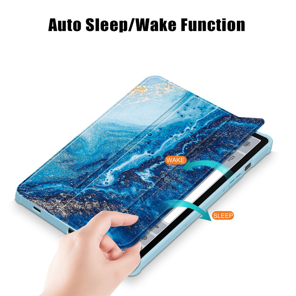 Samsung Galaxy Tab S10+ Wi-Fi SM-X820 SM-X826B / Tab S9+ (SM-X810 / SM-X816B / SM-X818U) tabletcover i TPU + akryl + PU-læder med tredobbelt foldbart stativ