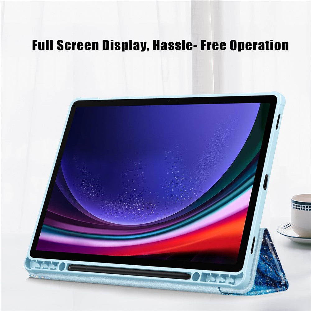 Samsung Galaxy Tab S10+ Wi-Fi SM-X820 SM-X826B / Tab S9+ (SM-X810 / SM-X816B / SM-X818U) tabletcover i TPU + akryl + PU-læder med tredobbelt foldbart stativ