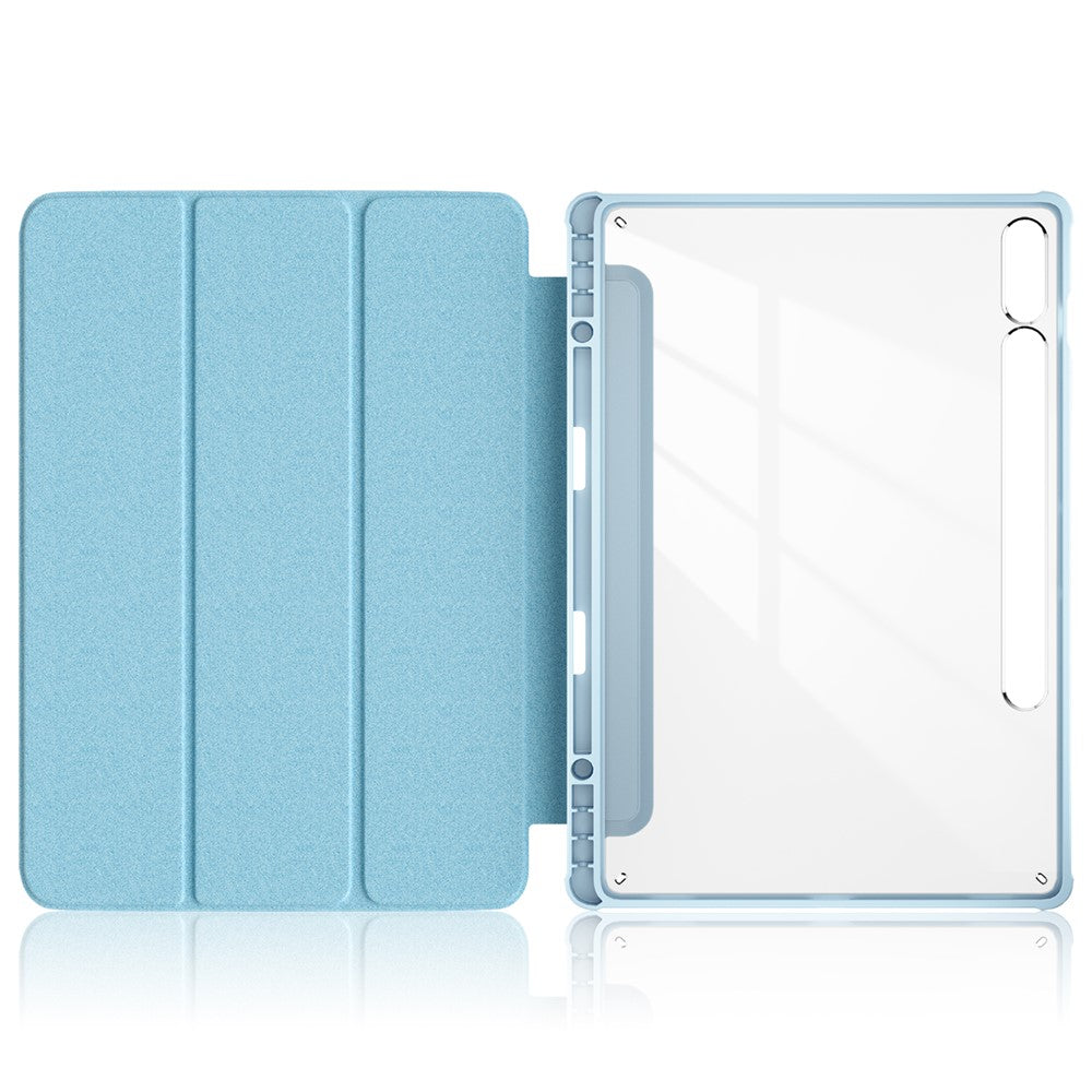 Samsung Galaxy Tab S10+ Wi-Fi SM-X820 SM-X826B / Tab S9+ (SM-X810 / SM-X816B / SM-X818U) tabletcover i TPU + akryl + PU-læder med tredobbelt foldbart stativ