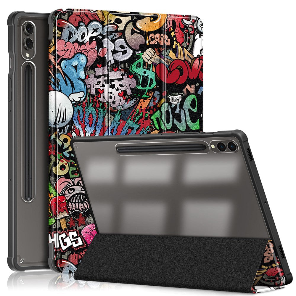 Samsung Galaxy Tab S10+ Wi-Fi SM-X820 SM-X826B / Tab S9+ (SM-X810 / SM-X816B / SM-X818U) tabletcover i TPU + akryl + PU-læder med tredobbelt foldbart stativ