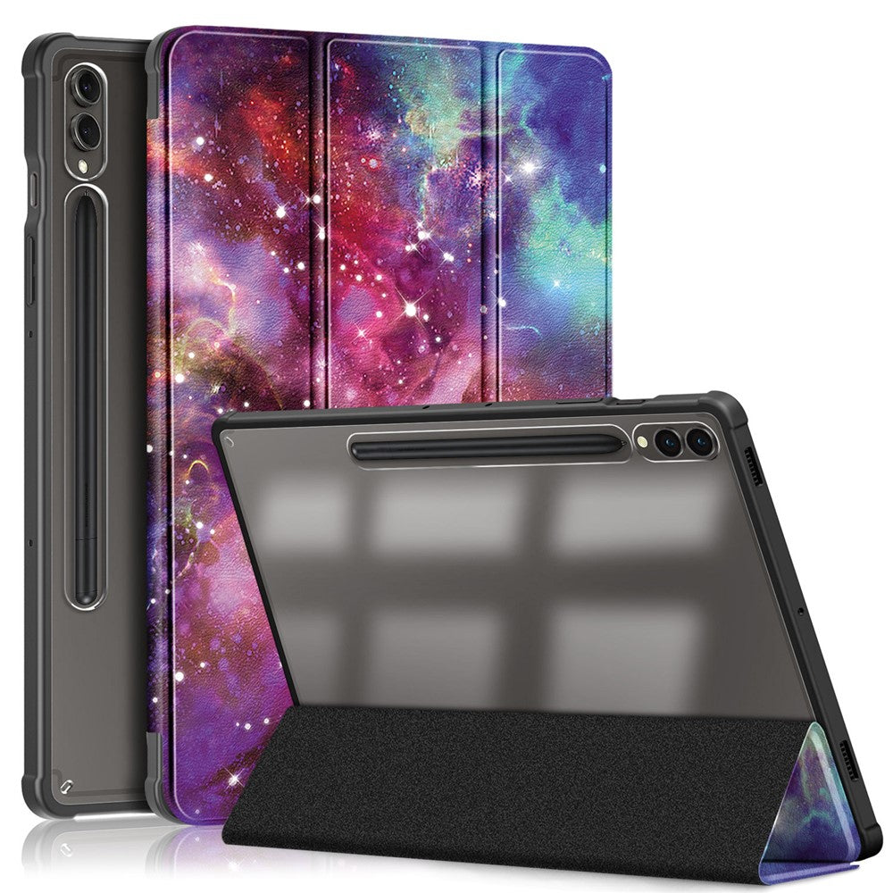 Samsung Galaxy Tab S10+ Wi-Fi SM-X820 SM-X826B / Tab S9+ (SM-X810 / SM-X816B / SM-X818U) tabletcover i TPU + akryl + PU-læder med tredobbelt foldbart stativ