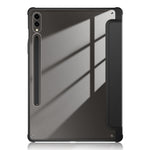 For Samsung Galaxy Tab S10+ Wi-Fi SM-X820 SM-X826B / Tab S9+ (SM-X810 / SM-X816B / SM-X818U) Pen Slot Tablet Case Tri-Fold Stand TPU+Acrylic+PU Leather Cover