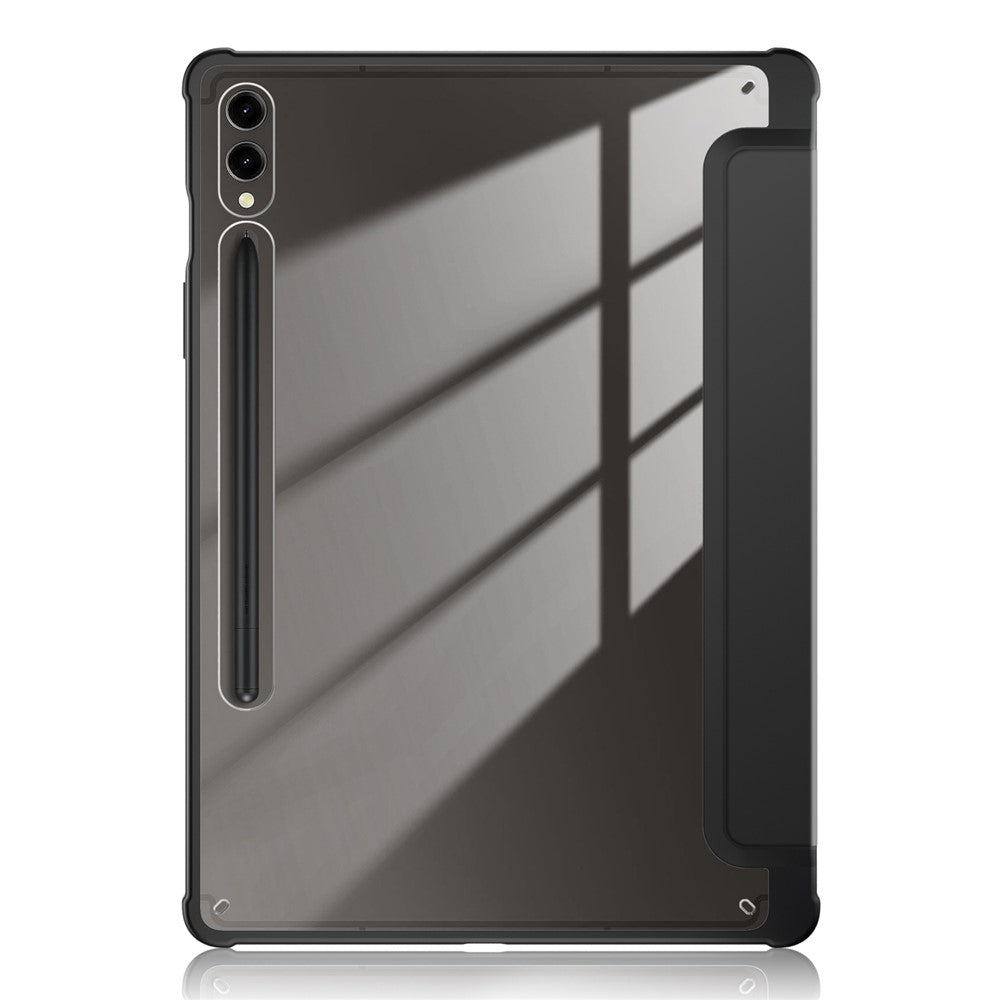 For Samsung Galaxy Tab S10+ Wi-Fi SM-X820 SM-X826B / Tab S9+ (SM-X810 / SM-X816B / SM-X818U) Pen Slot Tablet Case Tri-Fold Stand TPU+Acrylic+PU Leather Cover