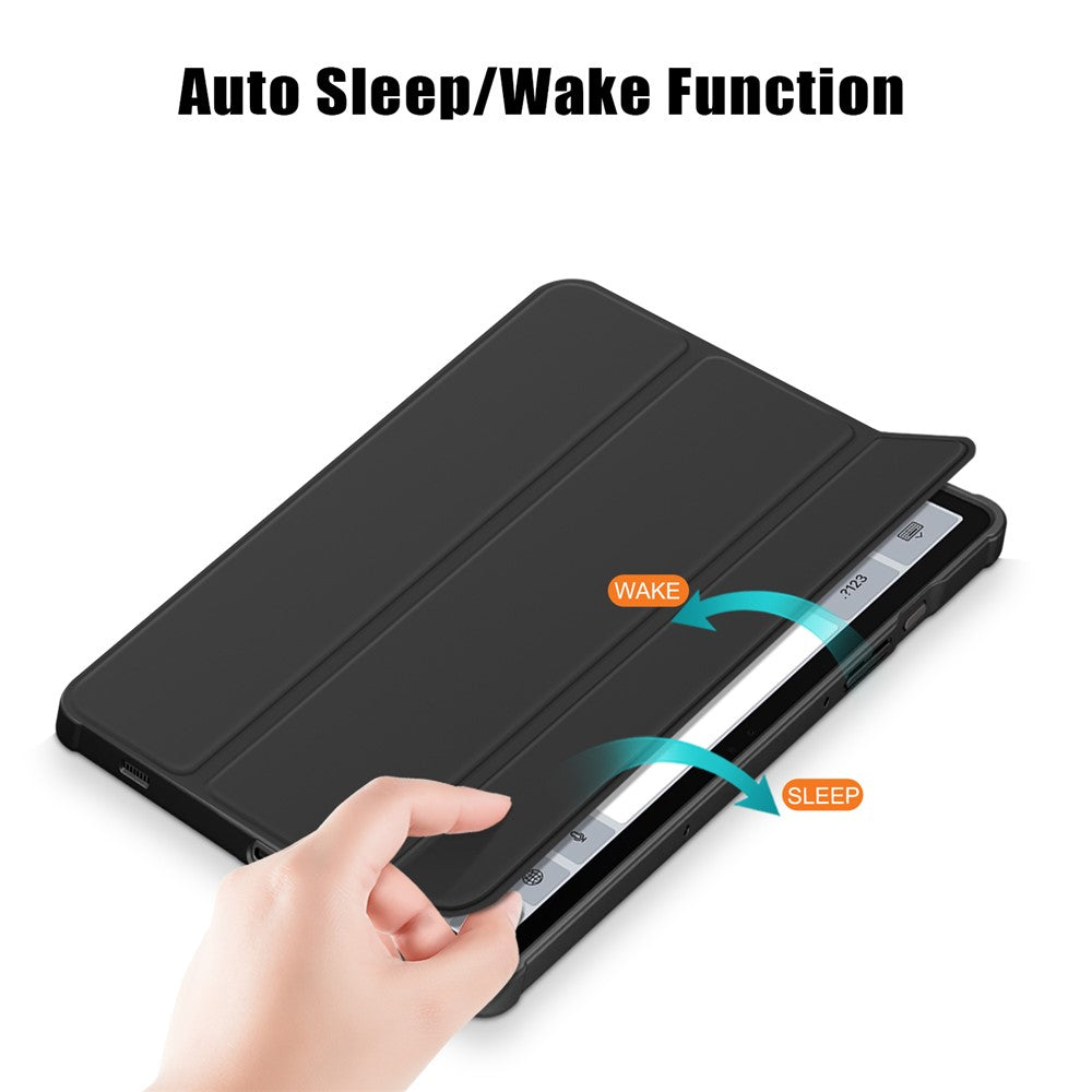 For Samsung Galaxy Tab S10+ Wi-Fi SM-X820 SM-X826B / Tab S9+ (SM-X810 / SM-X816B / SM-X818U) Pen Slot Tablet Case Tri-Fold Stand TPU+Acrylic+PU Leather Cover