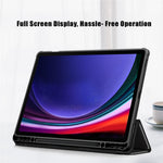 For Samsung Galaxy Tab S10+ Wi-Fi SM-X820 SM-X826B / Tab S9+ (SM-X810 / SM-X816B / SM-X818U) Pen Slot Tablet Case Tri-Fold Stand TPU+Acrylic+PU Leather Cover