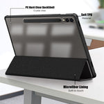 For Samsung Galaxy Tab S10+ Wi-Fi SM-X820 SM-X826B / Tab S9+ (SM-X810 / SM-X816B / SM-X818U) Pen Slot Tablet Case Tri-Fold Stand TPU+Acrylic+PU Leather Cover