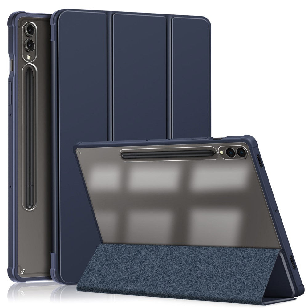 For Samsung Galaxy Tab S10+ Wi-Fi SM-X820 SM-X826B / Tab S9+ (SM-X810 / SM-X816B / SM-X818U) Pen Slot Tablet Case Tri-Fold Stand TPU+Acrylic+PU Leather Cover