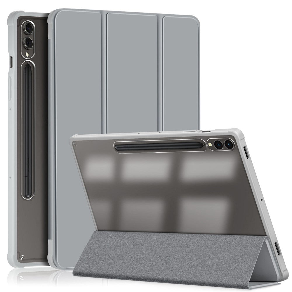 For Samsung Galaxy Tab S10+ Wi-Fi SM-X820 SM-X826B / Tab S9+ (SM-X810 / SM-X816B / SM-X818U) Pen Slot Tablet Case Tri-Fold Stand TPU+Acrylic+PU Leather Cover