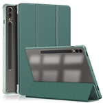 For Samsung Galaxy Tab S10+ Wi-Fi SM-X820 SM-X826B / Tab S9+ (SM-X810 / SM-X816B / SM-X818U) Pen Slot Tablet Case Tri-Fold Stand TPU+Acrylic+PU Leather Cover