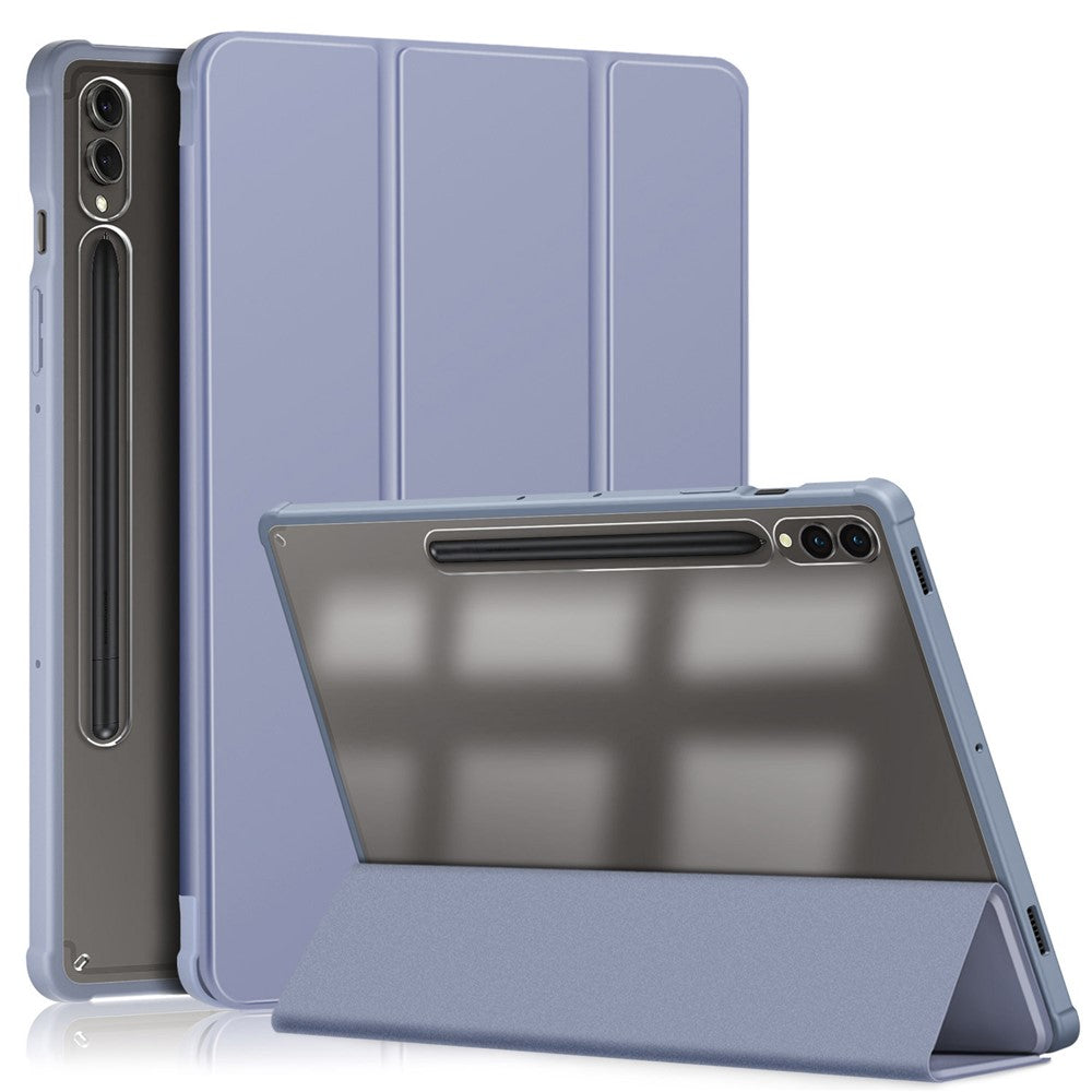 For Samsung Galaxy Tab S10+ Wi-Fi SM-X820 SM-X826B / Tab S9+ (SM-X810 / SM-X816B / SM-X818U) Pen Slot Tablet Case Tri-Fold Stand TPU+Acrylic+PU Leather Cover