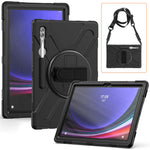 Til Samsung Galaxy Tab S10 Ultra X920 / S9 Ultra X910 / S8 Ultra X900 / X906 PC+Silikone Tabletcover Håndrem Støttefod med Skulderrem