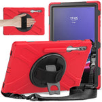 Til Samsung Galaxy Tab S10 Ultra X920 / S9 Ultra X910 / S8 Ultra X900 / X906 PC+Silikone Tabletcover Håndrem Støttefod med Skulderrem