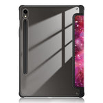 For Samsung Galaxy Tab S9 (SM-X710 / SM-X716B / SM-X718U) Tri-fold Stand Tablet Case Pattern Printing PU+TPU+Acrylic Protective Cover with Pen Slot