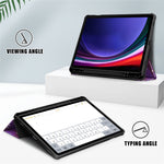 For Samsung Galaxy Tab S9 (SM-X710 / SM-X716B / SM-X718U) Tri-fold Stand Tablet Case Pattern Printing PU+TPU+Acrylic Protective Cover with Pen Slot