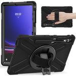 For Samsung Galaxy Tab S10+ X826 / S9 FE+ / S9+ / S8+ / S7+ Wrist Strap Tablet Case Anti-Scratch PC+Silicone Kickstand Cover