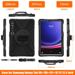 For Samsung Galaxy Tab S10+ X826 / S9 FE+ / S9+ / S8+ / S7+ Wrist Strap Tablet Case Anti-Scratch PC+Silicone Kickstand Cover