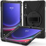 For Samsung Galaxy Tab S10+ X826 / S9 FE+ / S9+ / S8+ / S7+ Wrist Strap Tablet Case Anti-Scratch PC+Silicone Kickstand Cover