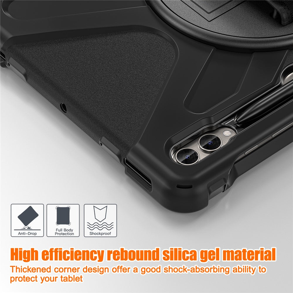 For Samsung Galaxy Tab S10+ X826 / S9 FE+ / S9+ / S8+ / S7+ Wrist Strap Tablet Case Anti-Scratch PC+Silicone Kickstand Cover