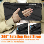 For Samsung Galaxy Tab S10+ X826 / S9 FE+ / S9+ / S8+ / S7+ Wrist Strap Tablet Case Anti-Scratch PC+Silicone Kickstand Cover