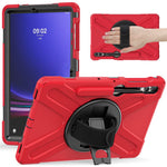For Samsung Galaxy Tab S10+ X826 / S9 FE+ / S9+ / S8+ / S7+ Wrist Strap Tablet Case Anti-Scratch PC+Silicone Kickstand Cover