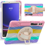 For Samsung Galaxy Tab S10+ X826 / S9 FE+ / S9+ / S8+ / S7+ Wrist Strap Tablet Case Anti-Scratch PC+Silicone Kickstand Cover