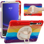 For Samsung Galaxy Tab S10+ X826 / S9 FE+ / S9+ / S8+ / S7+ Wrist Strap Tablet Case Anti-Scratch PC+Silicone Kickstand Cover