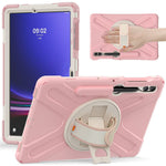For Samsung Galaxy Tab S10+ X826 / S9 FE+ / S9+ / S8+ / S7+ Wrist Strap Tablet Case Anti-Scratch PC+Silicone Kickstand Cover