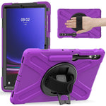 For Samsung Galaxy Tab S10+ X826 / S9 FE+ / S9+ / S8+ / S7+ Wrist Strap Tablet Case Anti-Scratch PC+Silicone Kickstand Cover