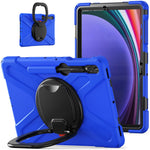 Til Samsung Galaxy Tab S10+ X826 / S9 FE+ / S9+ / S8+ / S7+ PC+silikone beskyttelsesetui med roterende støtteben og håndtag, robust tabletcover