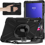 For Samsung Galaxy Tab S10 FE / S10+ X826 / S9 FE+ / S9+ / S8+ / S7 FE / S7+ PC+Silicone Tablet Case Kickstand with Shoulder Strap