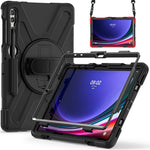 For Samsung Galaxy Tab S10 FE / S10+ X826 / S9 FE+ / S9+ / S8+ / S7 FE / S7+ PC+Silicone Tablet Case Kickstand with Shoulder Strap