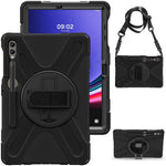 For Samsung Galaxy Tab S10 FE / S10+ X826 / S9 FE+ / S9+ / S8+ / S7 FE / S7+ PC+Silicone Tablet Case Kickstand with Shoulder Strap