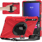 For Samsung Galaxy Tab S10 FE / S10+ X826 / S9 FE+ / S9+ / S8+ / S7 FE / S7+ PC+Silicone Tablet Case Kickstand with Shoulder Strap