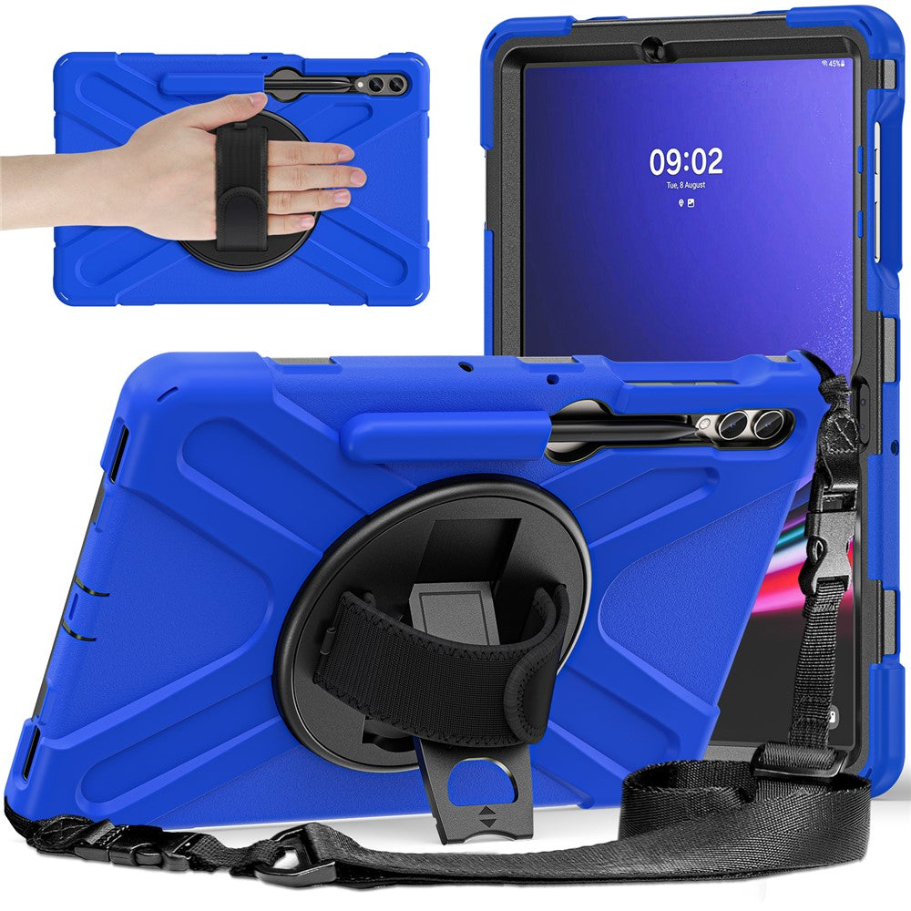 For Samsung Galaxy Tab S10 FE / S10+ X826 / S9 FE+ / S9+ / S8+ / S7 FE / S7+ PC+Silicone Tablet Case Kickstand with Shoulder Strap