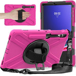 For Samsung Galaxy Tab S10 FE / S10+ X826 / S9 FE+ / S9+ / S8+ / S7 FE / S7+ PC+Silicone Tablet Case Kickstand with Shoulder Strap