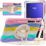 For Samsung Galaxy Tab S10 FE / S10+ X826 / S9 FE+ / S9+ / S8+ / S7 FE / S7+ PC+Silicone Tablet Case Kickstand with Shoulder Strap