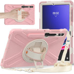 For Samsung Galaxy Tab S10 FE / S10+ X826 / S9 FE+ / S9+ / S8+ / S7 FE / S7+ PC+Silicone Tablet Case Kickstand with Shoulder Strap