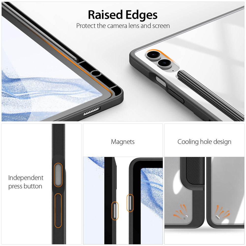 DUX DUCIS TOBY Series til Samsung Galaxy Tab S9 FE+ Tablet Lædercover Tri-fold Stand Cover med Penholder