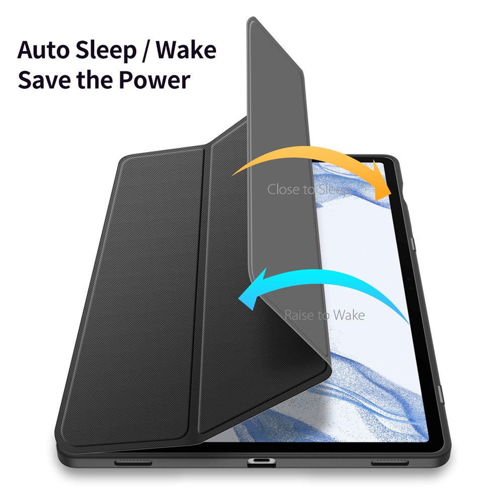 DUX DUCIS TOBY Series til Samsung Galaxy Tab S9 FE+ Tablet Lædercover Tri-fold Stand Cover med Penholder
