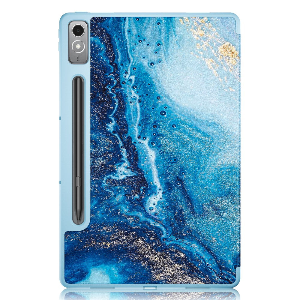 For Lenovo Lenovo Tab P12 TB371FC Pattern Printing Tri-fold Stand Tablet Cover PU Leather +TPU Tablet Case