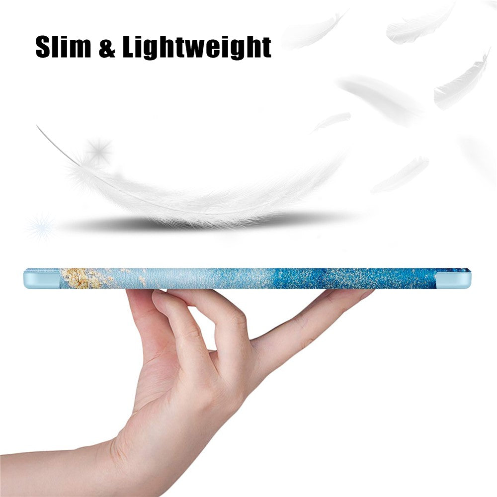 For Lenovo Lenovo Tab P12 TB371FC Pattern Printing Tri-fold Stand Tablet Cover PU Leather +TPU Tablet Case