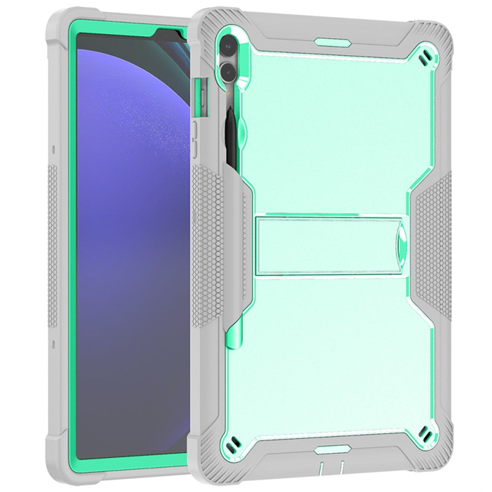 Støttefodsetui til Samsung Galaxy Tab S9+, Stødsikkert Silikone + PC Tablet Cover