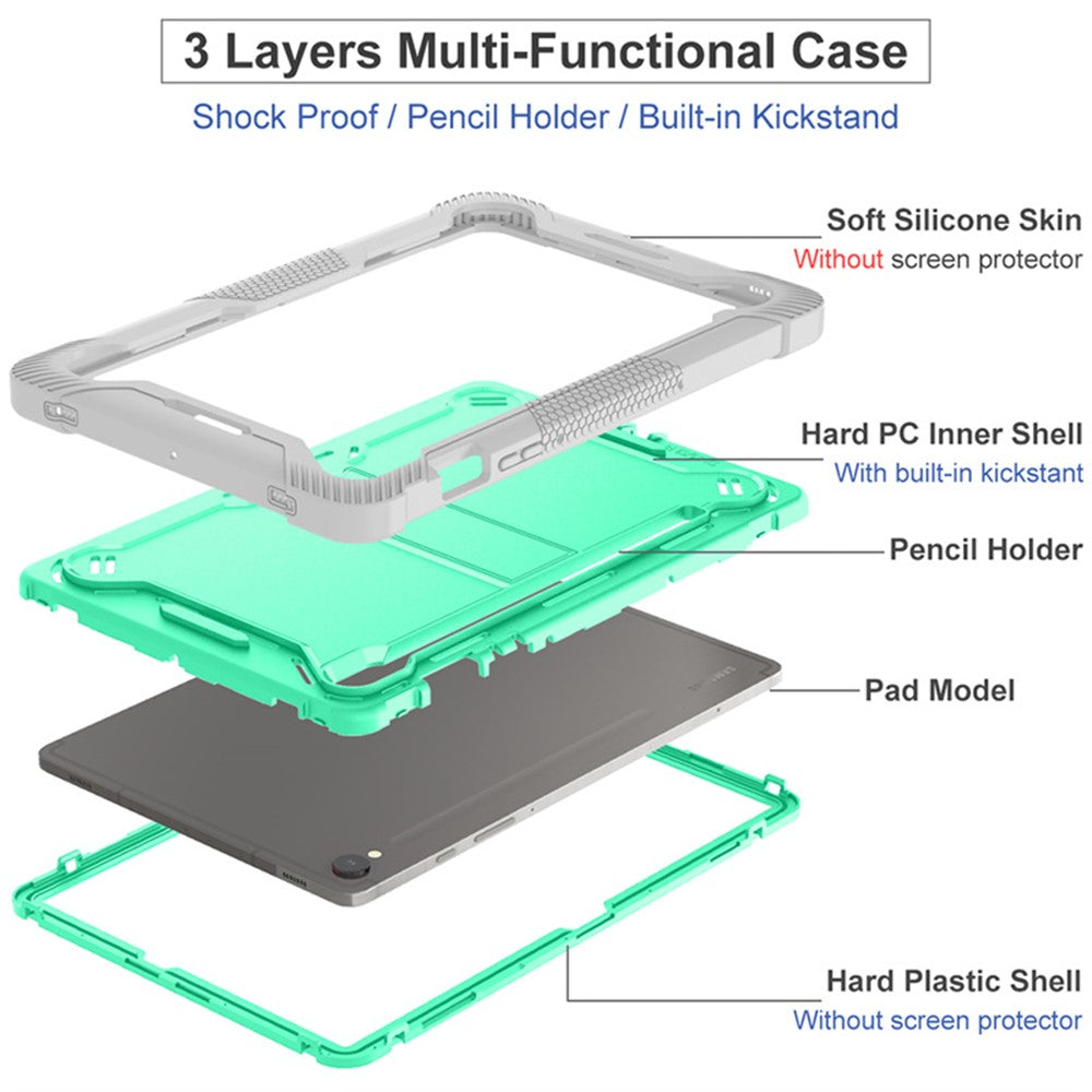 Kickstand Case for Samsung Galaxy Tab S10 FE / S9 FE / S9 Fall Protection Silicone + PC Tablet Cover