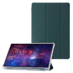 Til Samsung Galaxy Tab S9+ Trefloldbart Stativ Smart Cover PU Læder+Akryl+TPU Transparent Tabletetui
