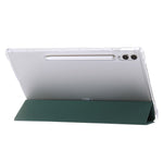 Til Samsung Galaxy Tab S9+ Trefloldbart Stativ Smart Cover PU Læder+Akryl+TPU Transparent Tabletetui