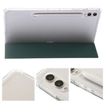 Til Samsung Galaxy Tab S9+ Trefloldbart Stativ Smart Cover PU Læder+Akryl+TPU Transparent Tabletetui