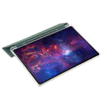 Til Samsung Galaxy Tab S9+ Trefloldbart Stativ Smart Cover PU Læder+Akryl+TPU Transparent Tabletetui